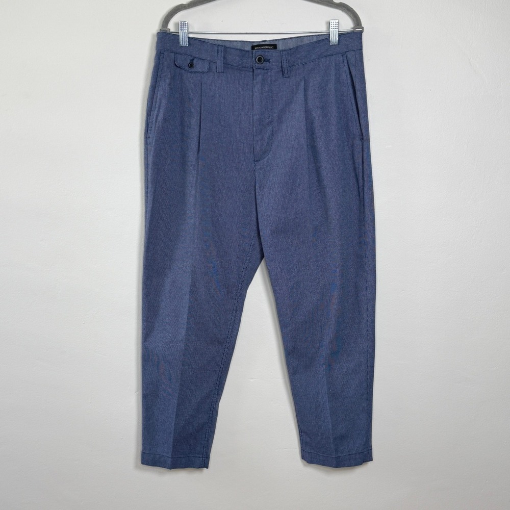 BANANA REPUBLIC Men's Blue Pleated Dress Pants